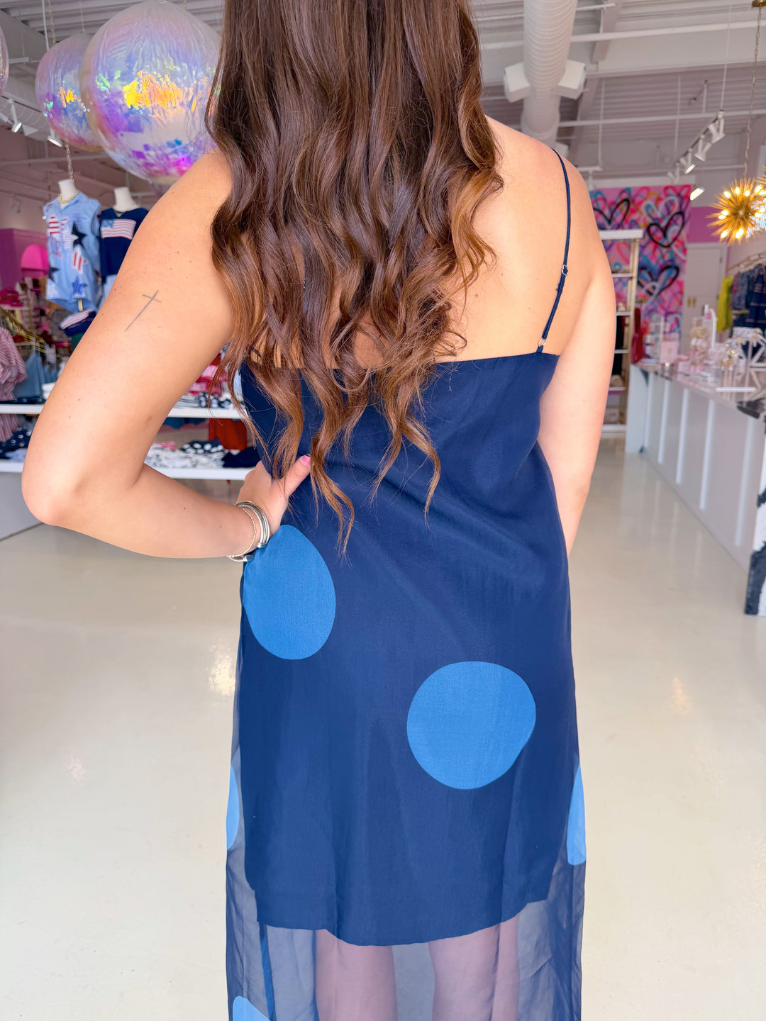 Navy Polka Dot Dress