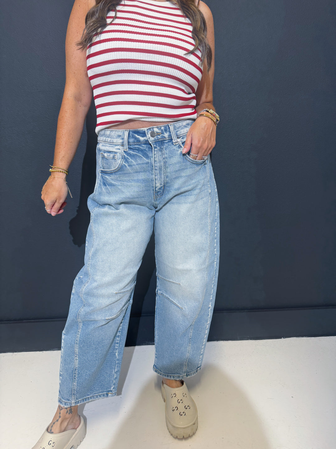 Cello Medium Wash Barrel Jeans