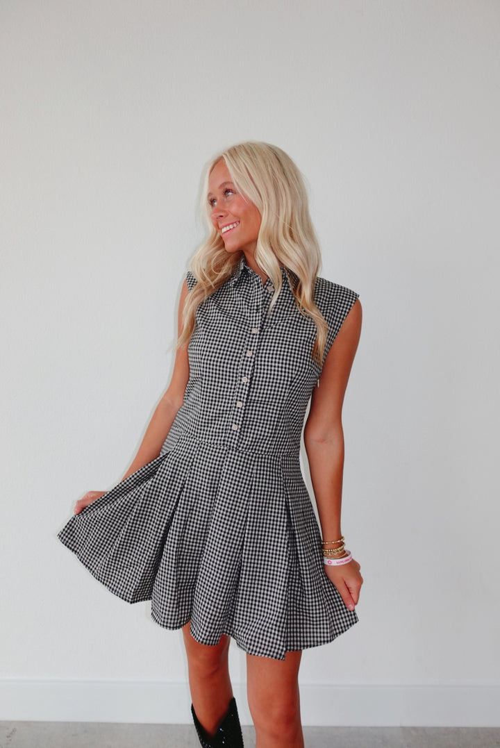 Black|Taupe Jenn Checkered Dress