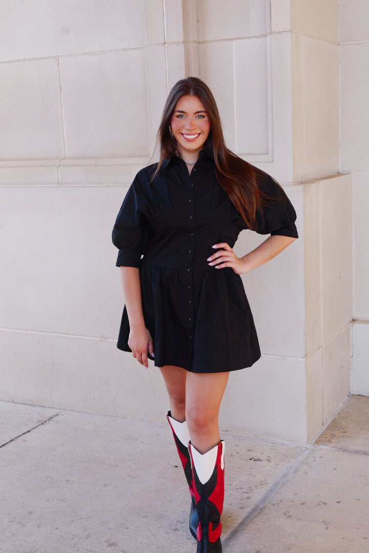 Black Puff Sleeve Dress