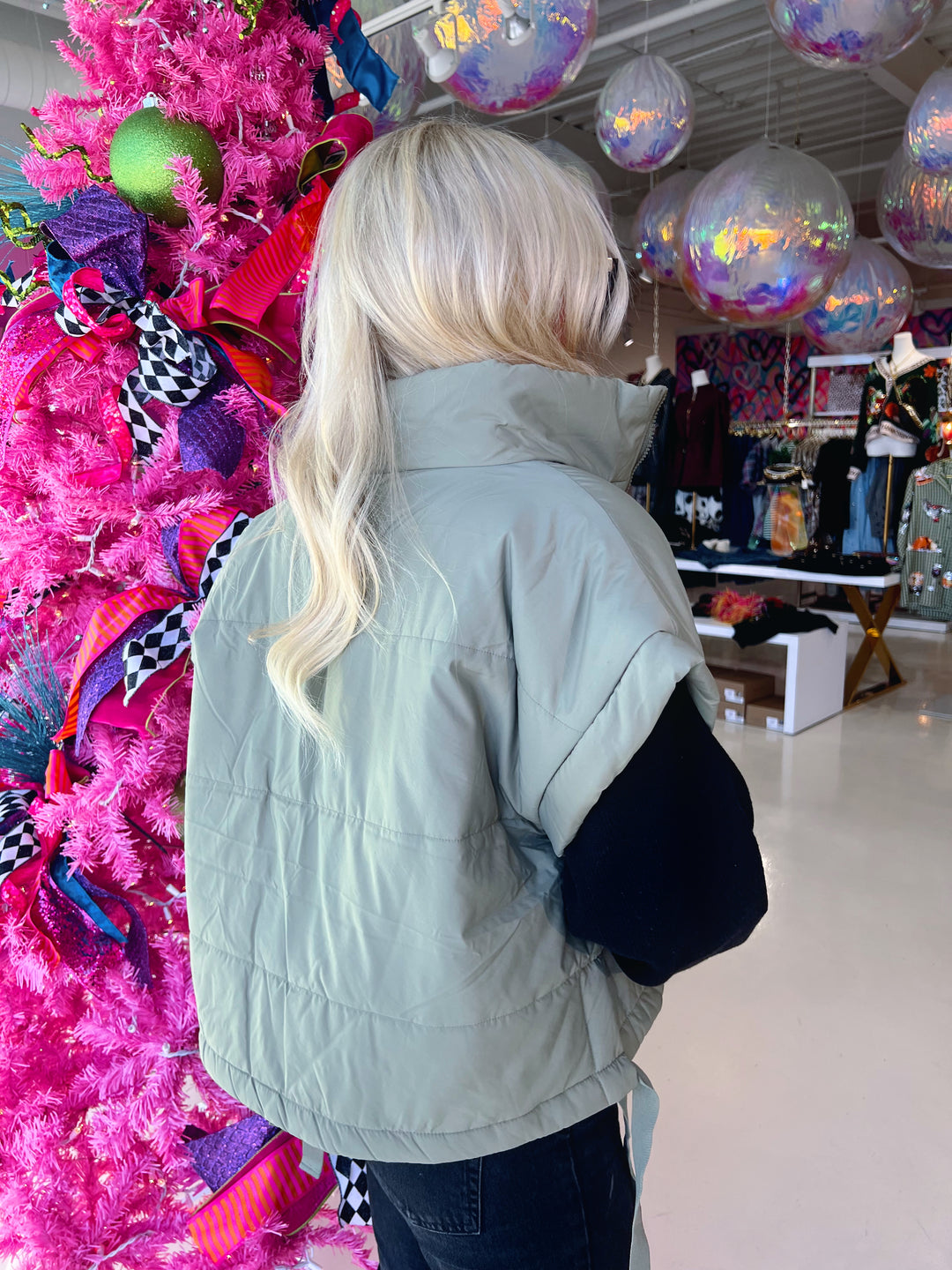 Olive Bows on Bottom Vest