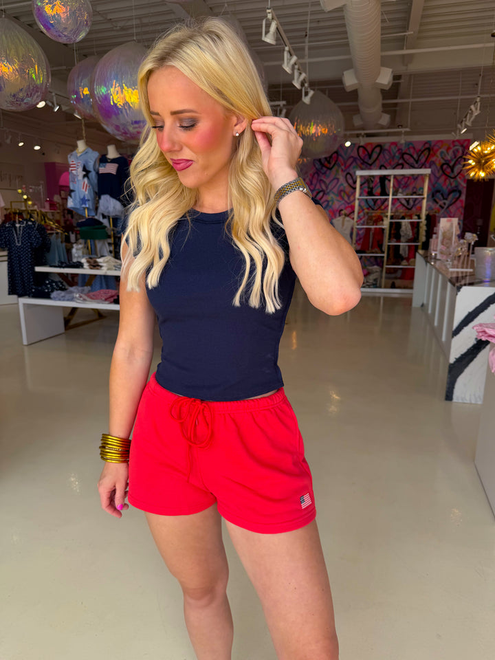 Ribbed Navy Fitted Top