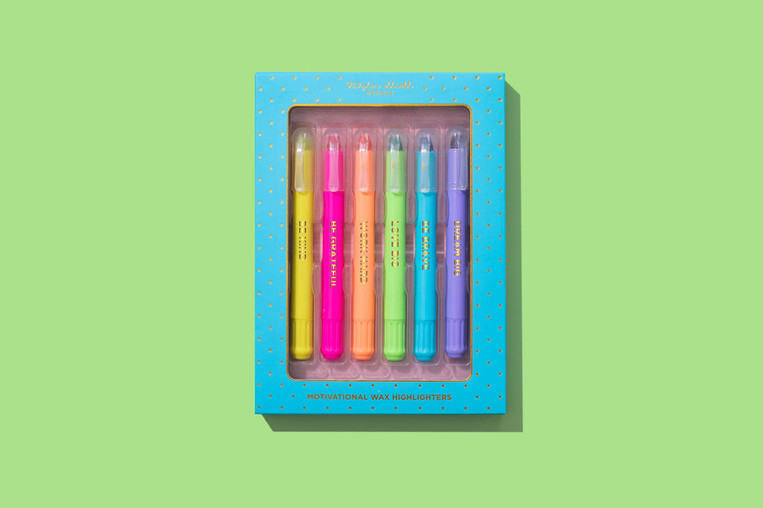 Wax Highlighter Set - Motivational - Asst Clrs - 6 Piece Set