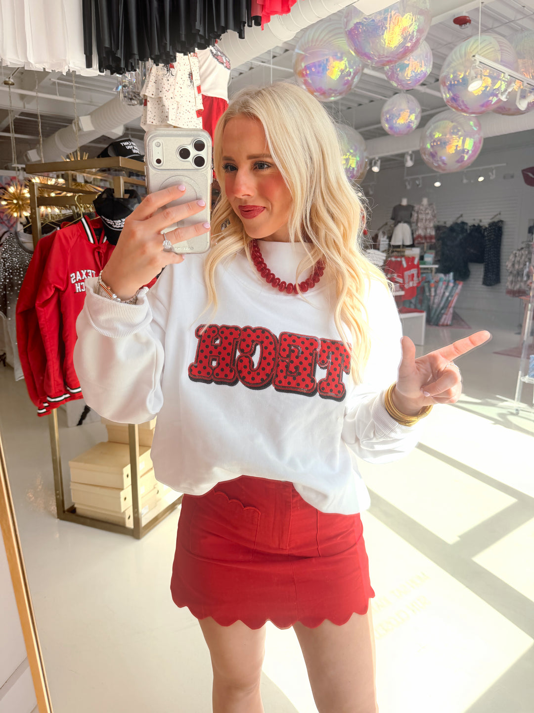 QOS Texas Tech White Mockneck