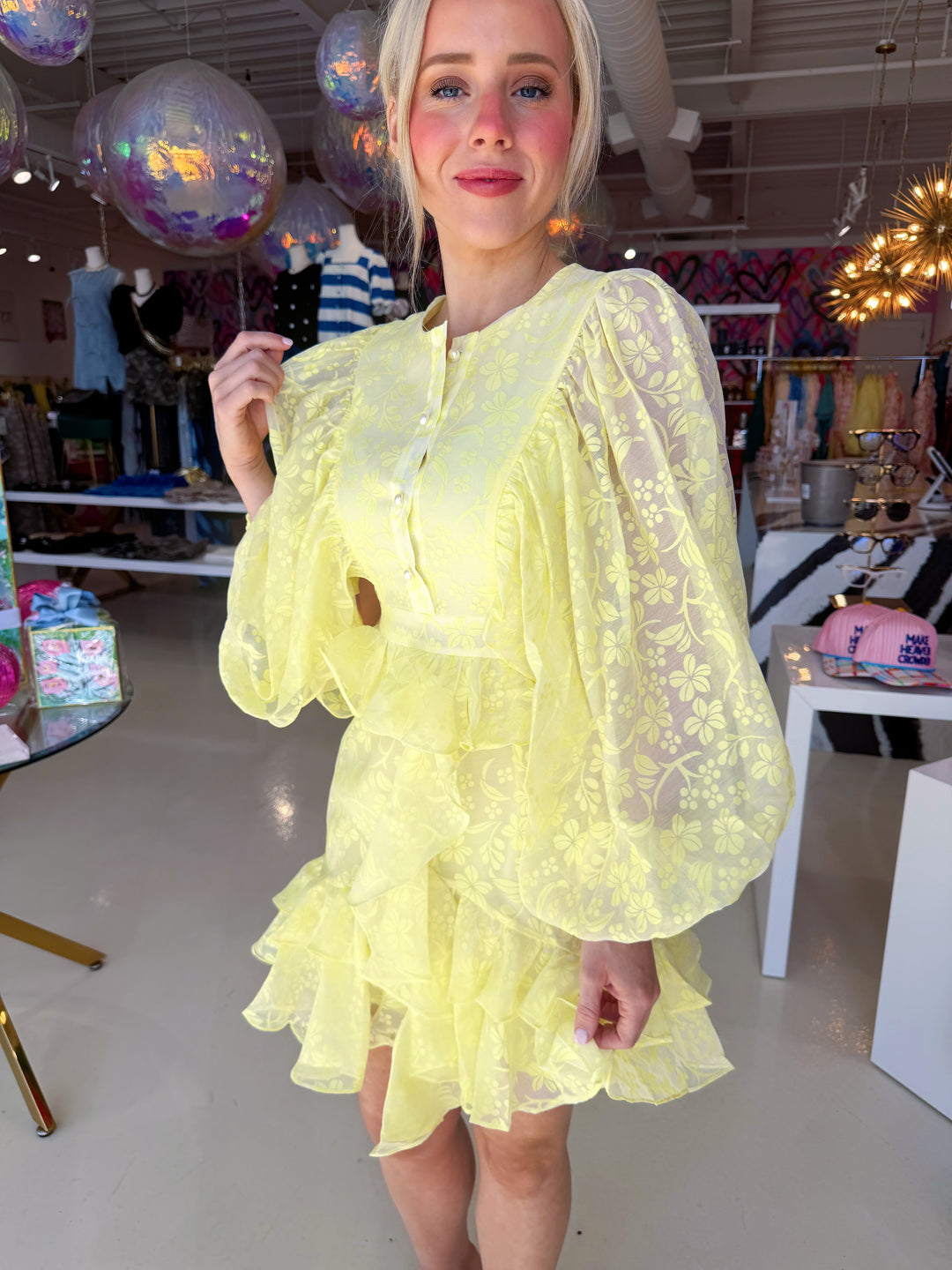 Classy Girl Era Bright Yellow Floral Dress