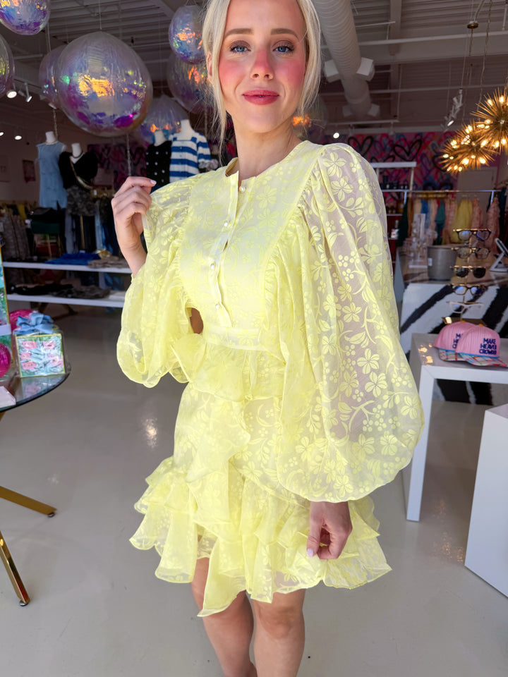 Classy Girl Era Bright Yellow Floral Dress
