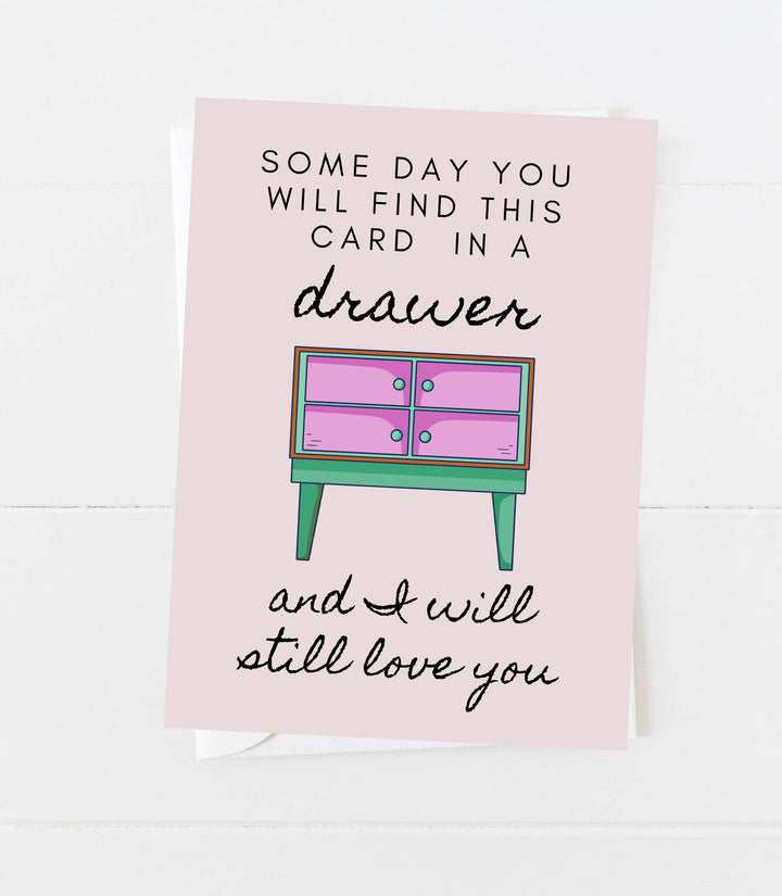 Valentines Day Love Card in Drawer | Greeting Card (Blush)