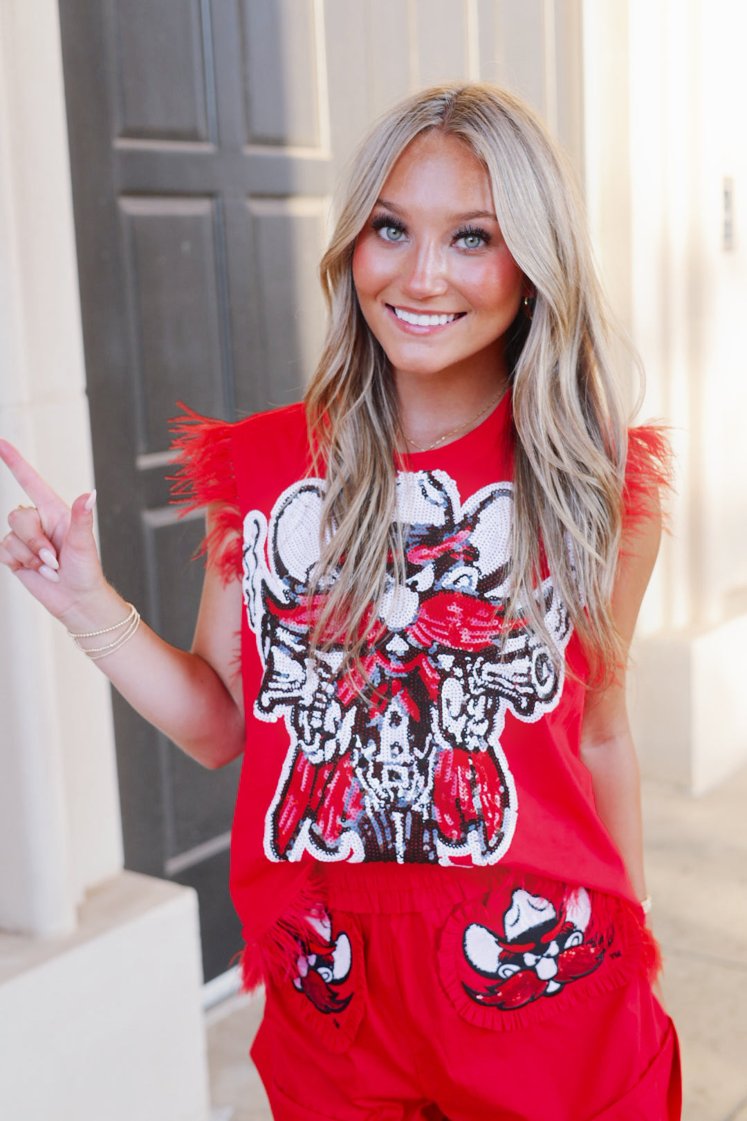 QOS Texas Tech Ruffle Mascot Patch Short