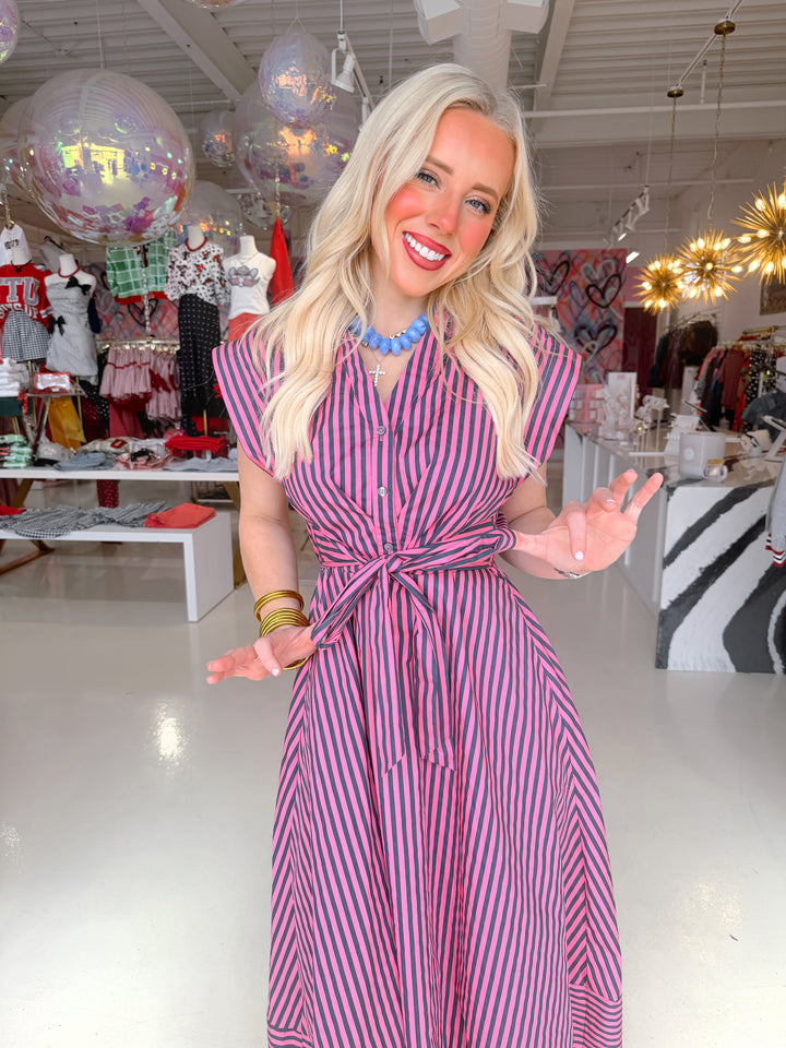 Hadley Pink & Blue Striped Maxi