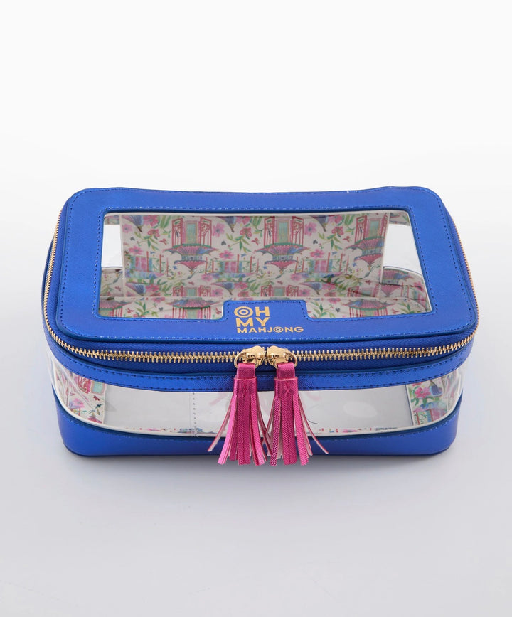 OH MY MAHJONG Metallic Blue Storage Tile Bag