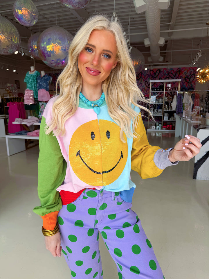 QOS Color Block Happy Button Down