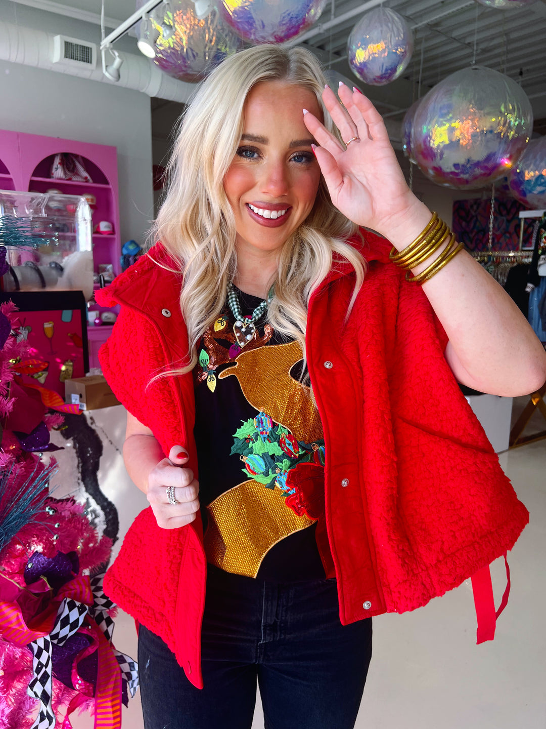 Red Bows On Bottom Vest