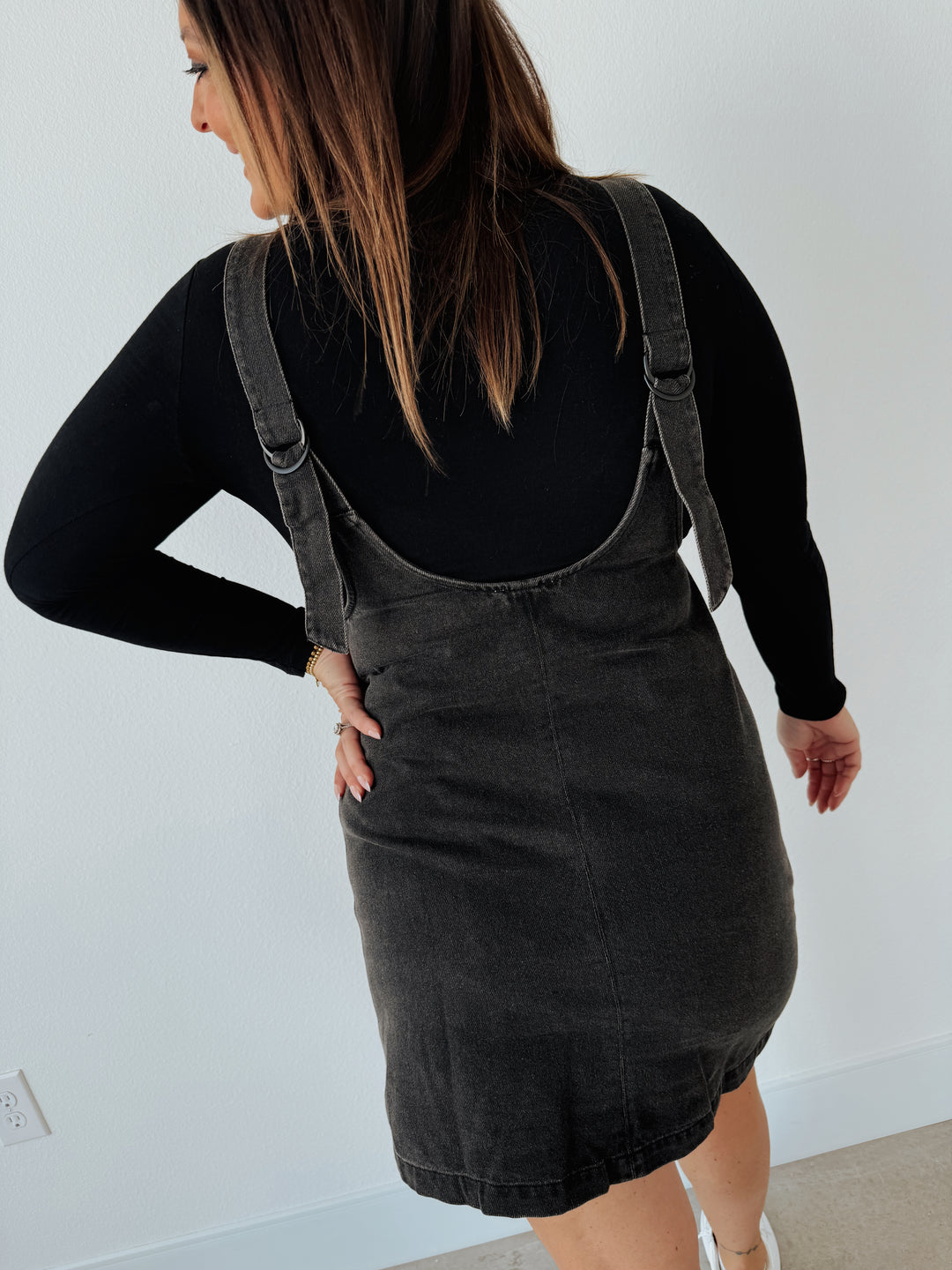 Black Denim Scoop Neck Dress