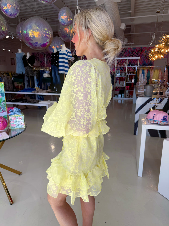 Classy Girl Era Bright Yellow Floral Dress