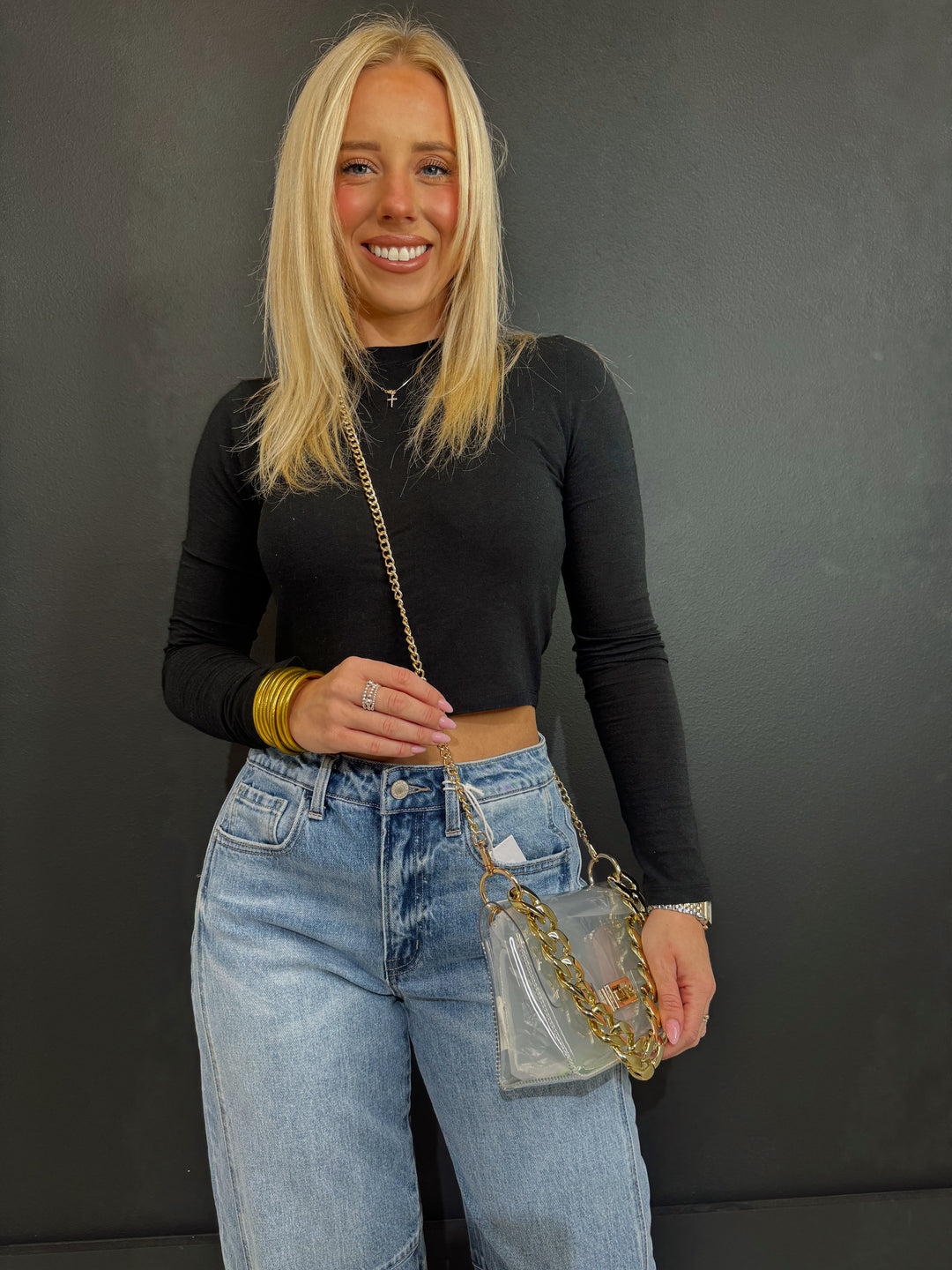 Clear Cross Body W/ Oversized Chain| 2 Colors