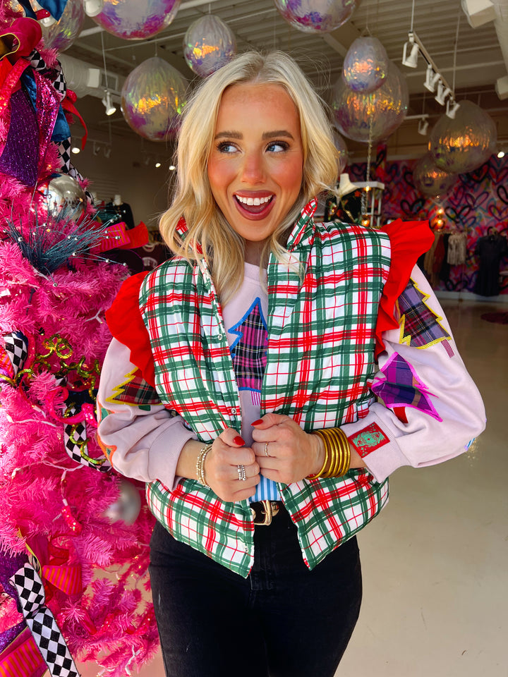 Classic Christmas Plaid Puffer Vest