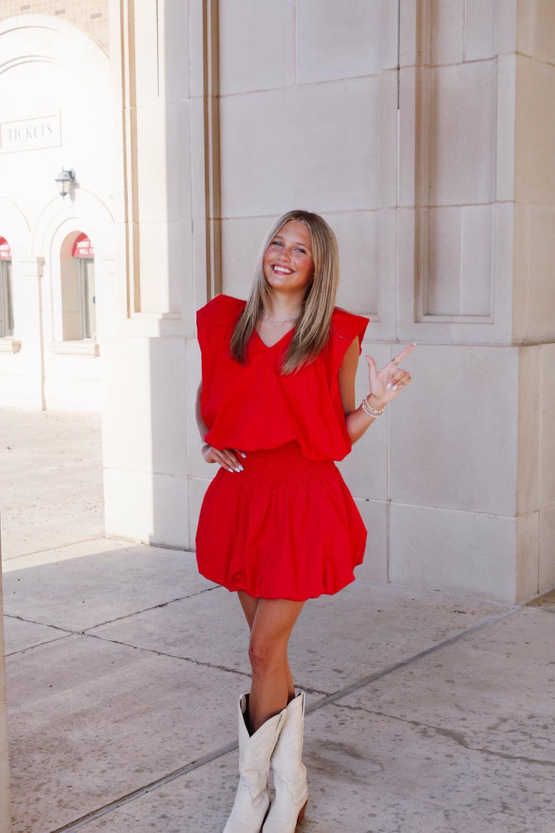 Solid Red Poplin Bubble Top
