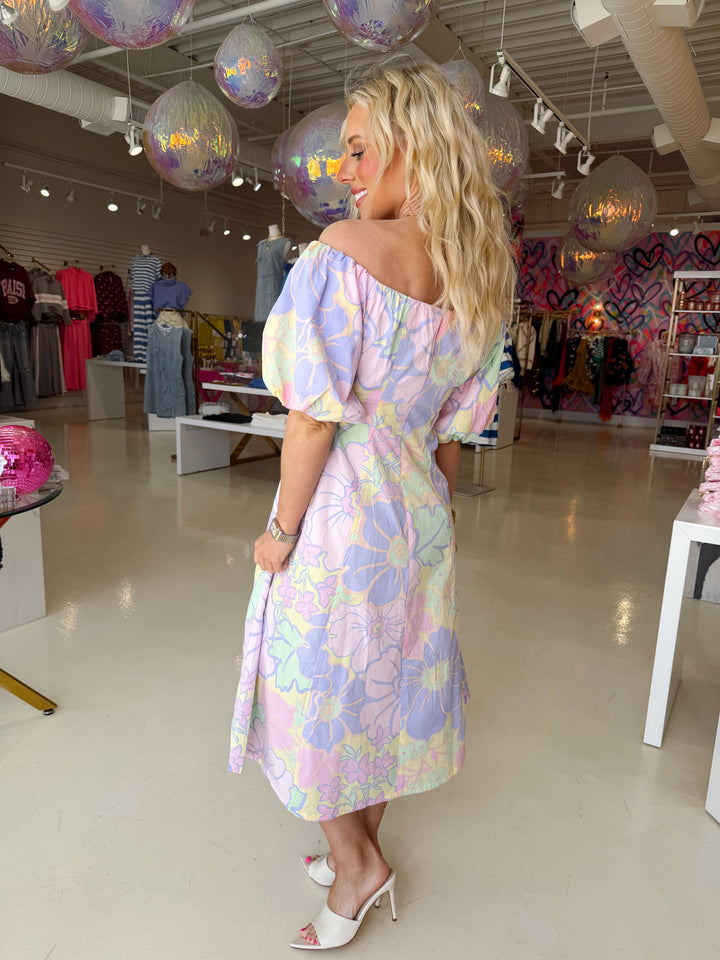 Large Floral Off The Shoulder Karlie Spring Dress