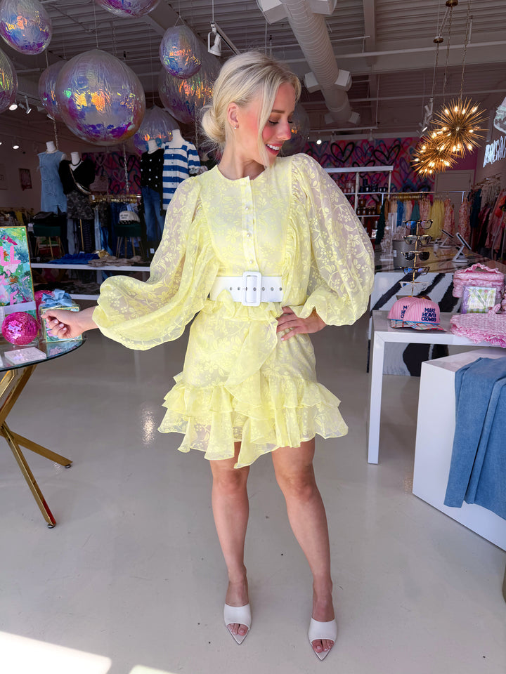 Classy Girl Era Bright Yellow Floral Dress