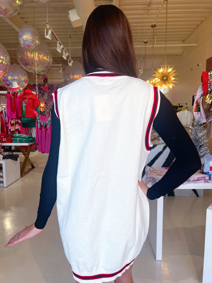 Raider Red White Sweater Vest Dress