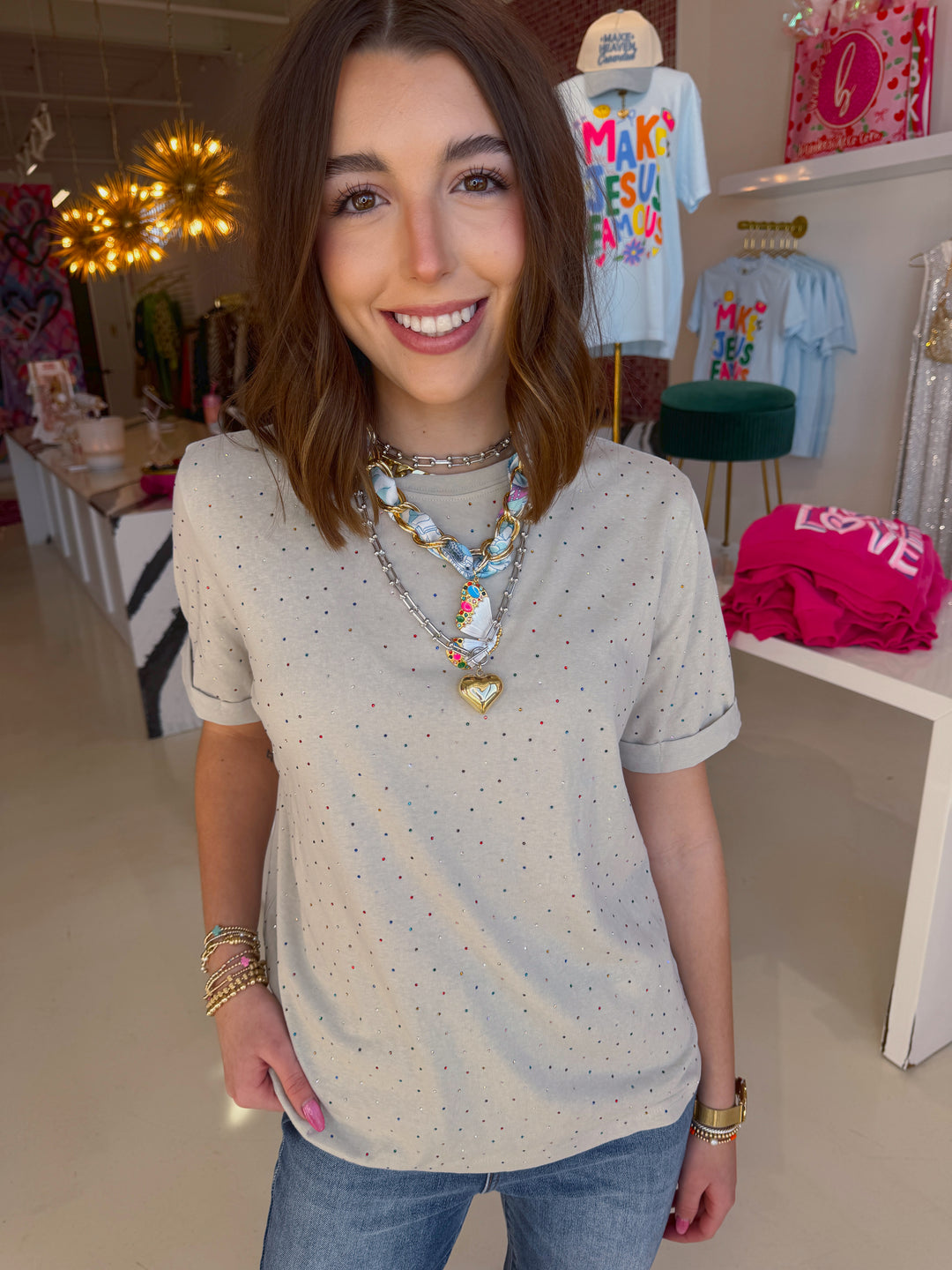 Everyday Sparkly Tee Smokey Taupe