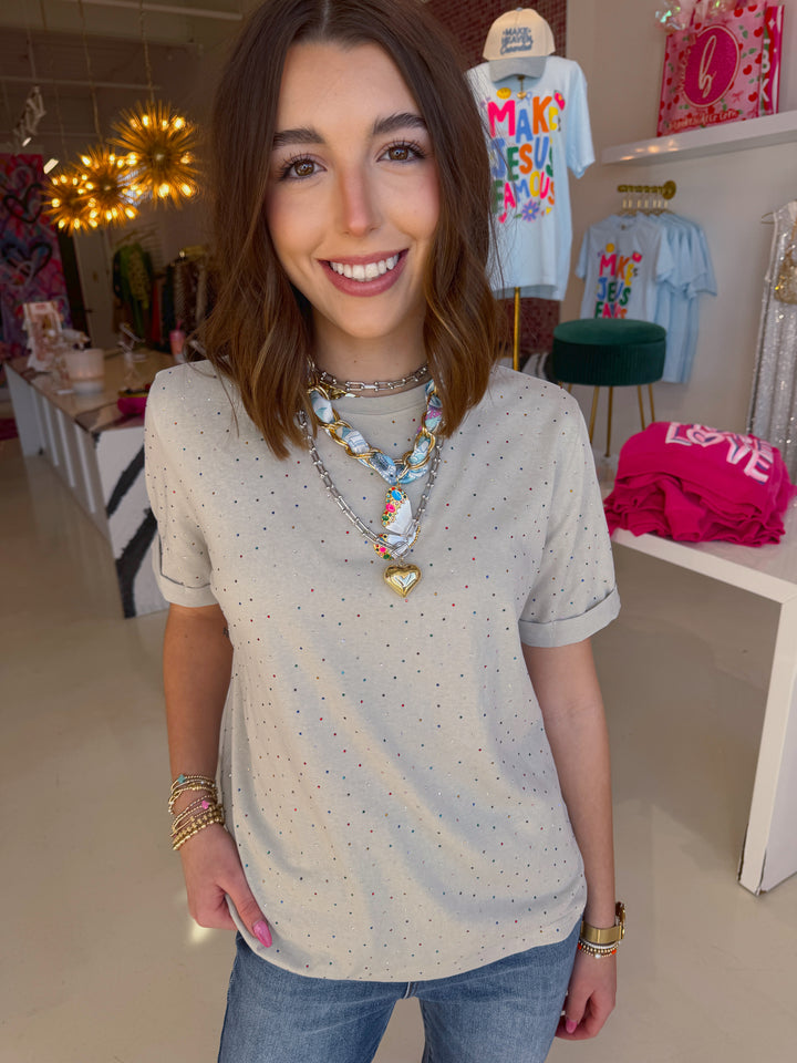Everyday Sparkly Tee Smokey Taupe