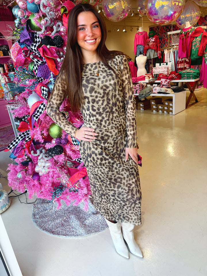Leopard Longsleeve Fitted Dress