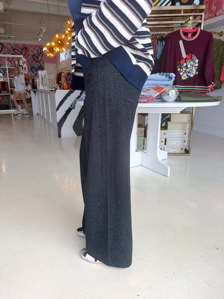 QOS Black Rhinestone Jeans