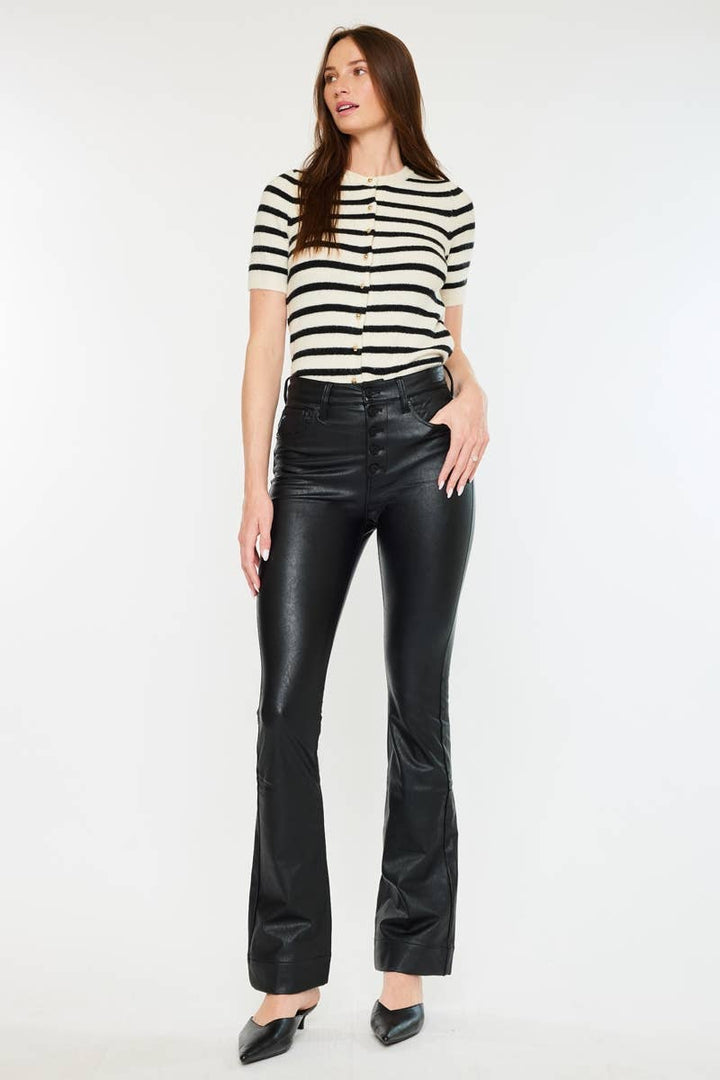Black Leather Bootcut Pants