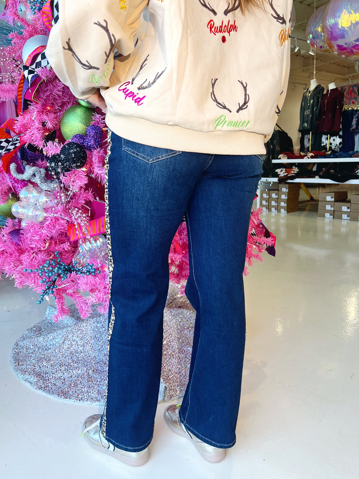 Dark Washed w/ Leopard Jeans