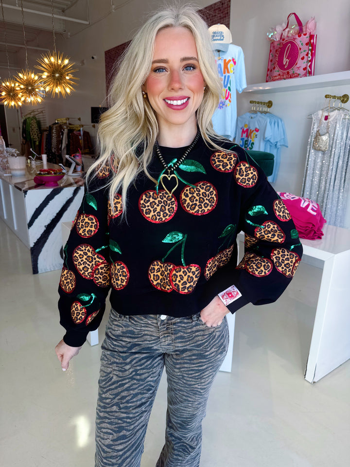 QOS Leopard Cherry Sweatshirt