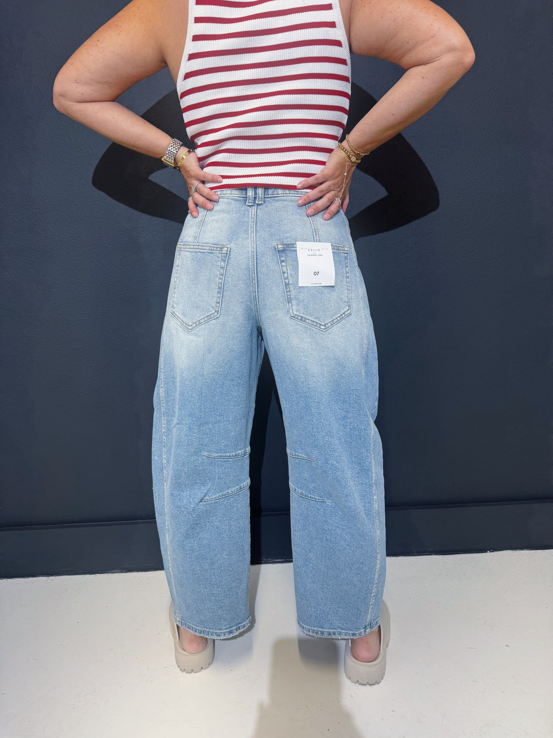 Cello Medium Wash Barrel Jeans