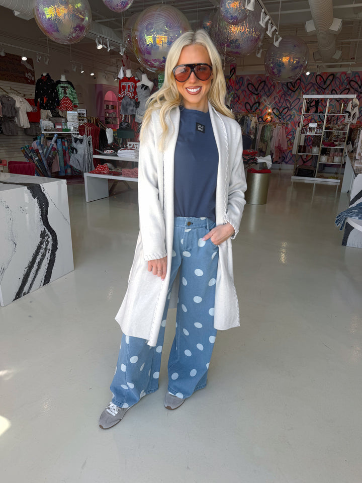 Rayli Retro Denim Polka Dot Pant