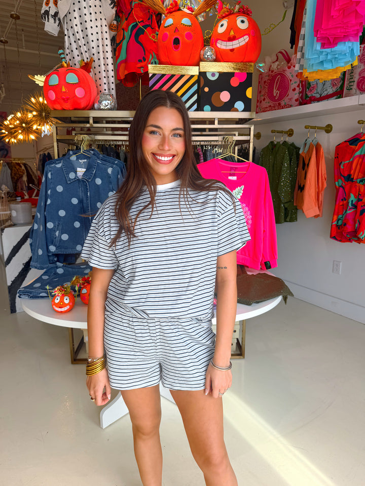 Harbor Blue Striped Tee and Shorts Set