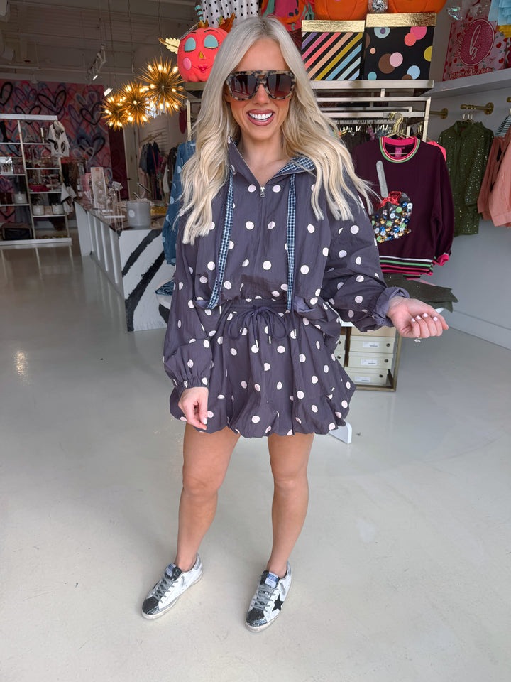 Polly Purple Polkadot Balloon Skirt & Jacket Set