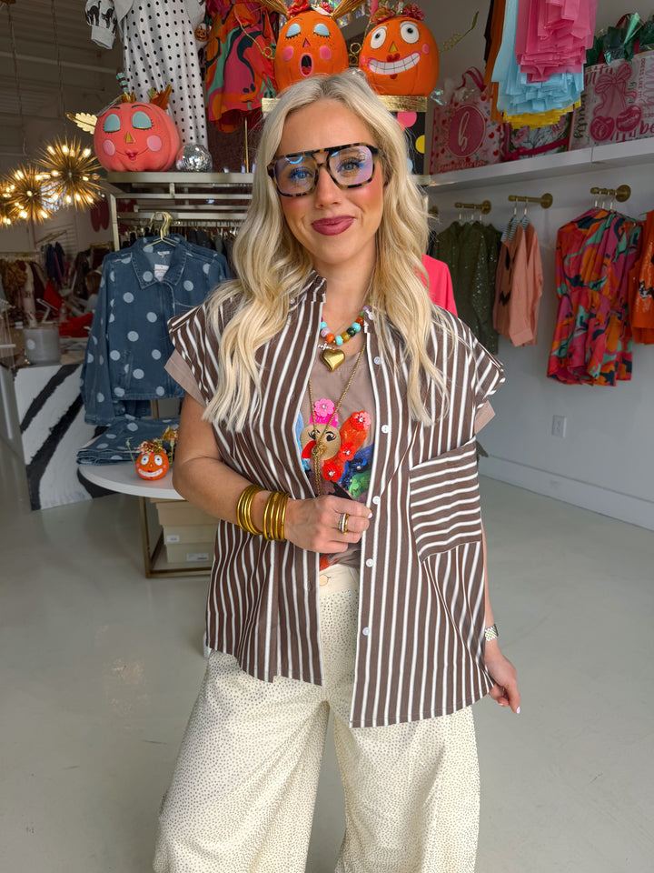 Hunter Brown Striped Overshirt