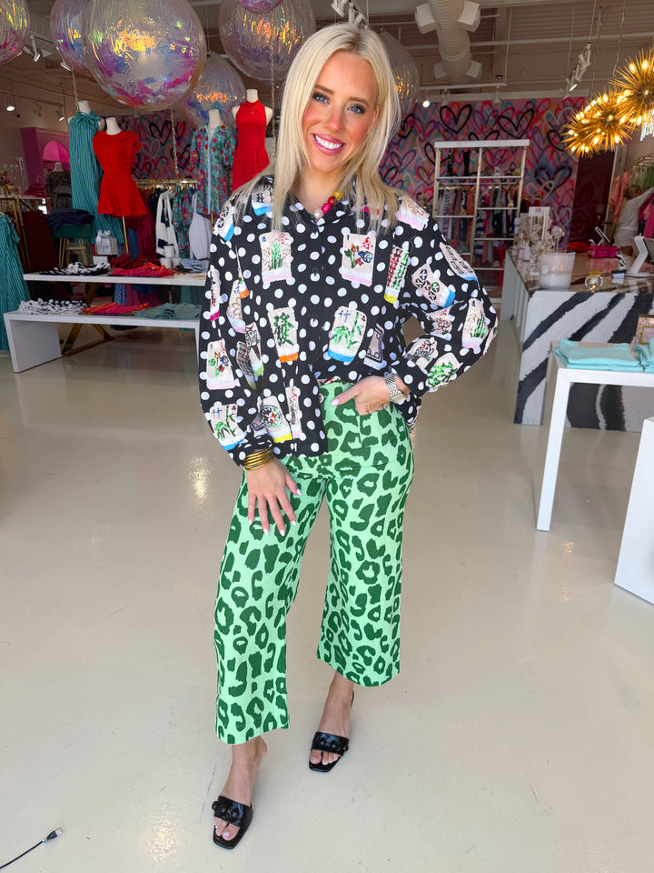 Kelly Green Leopard Jeans