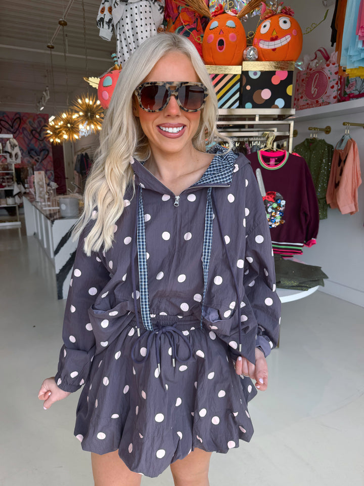 Polly Purple Polkadot Balloon Skirt & Jacket Set