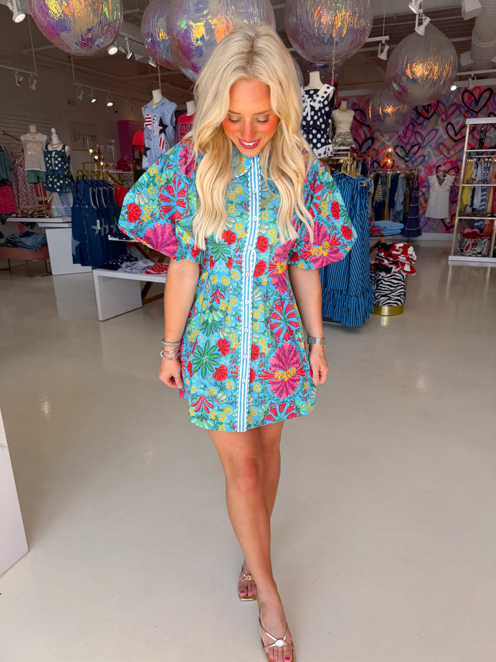Karlie Tropical Button Down Dress