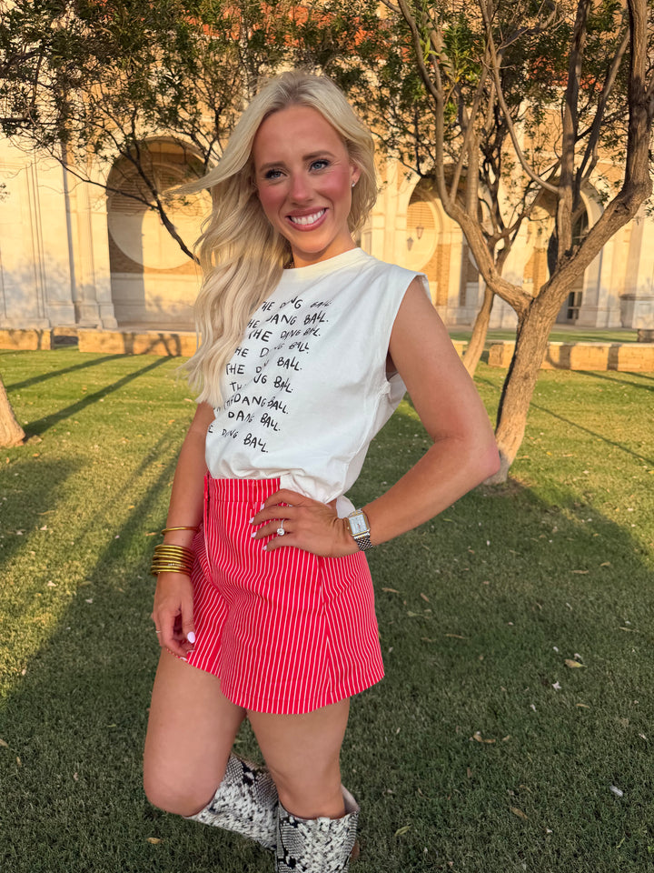 Red & White Striped Skort