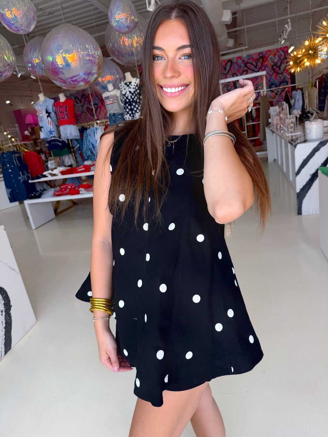 Linen Ivory and Black Polka Dot Top & Shorts Set