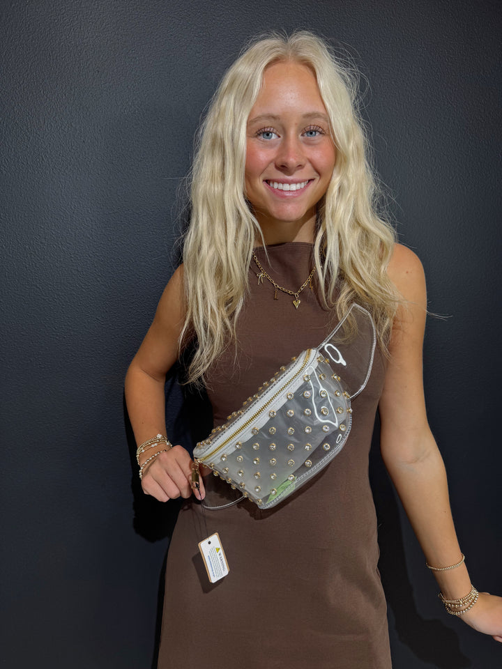 Transparent Rhinestone Studded Fanny Pack