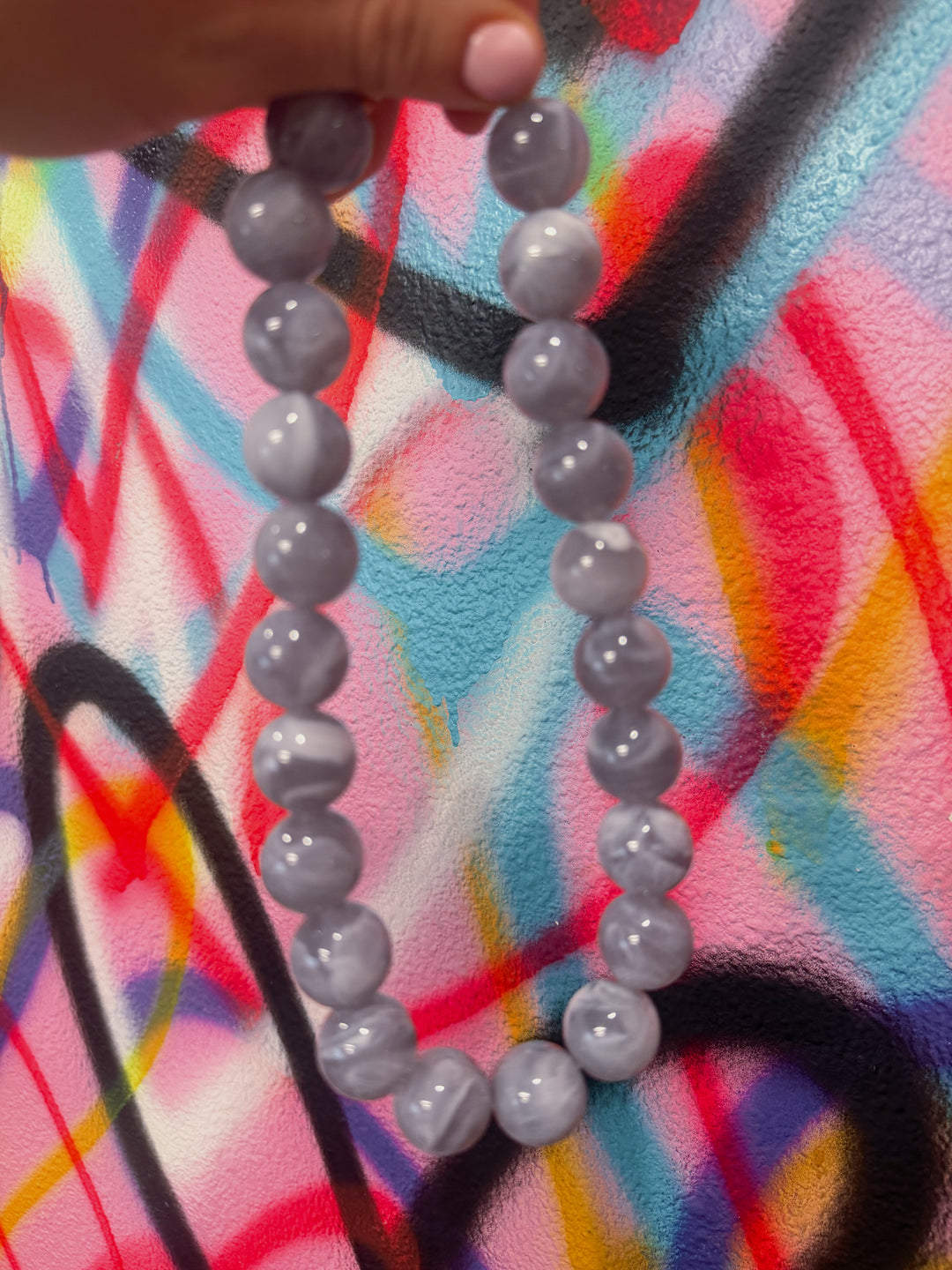 Kameron Chunky Beaded Necklace - Grey
