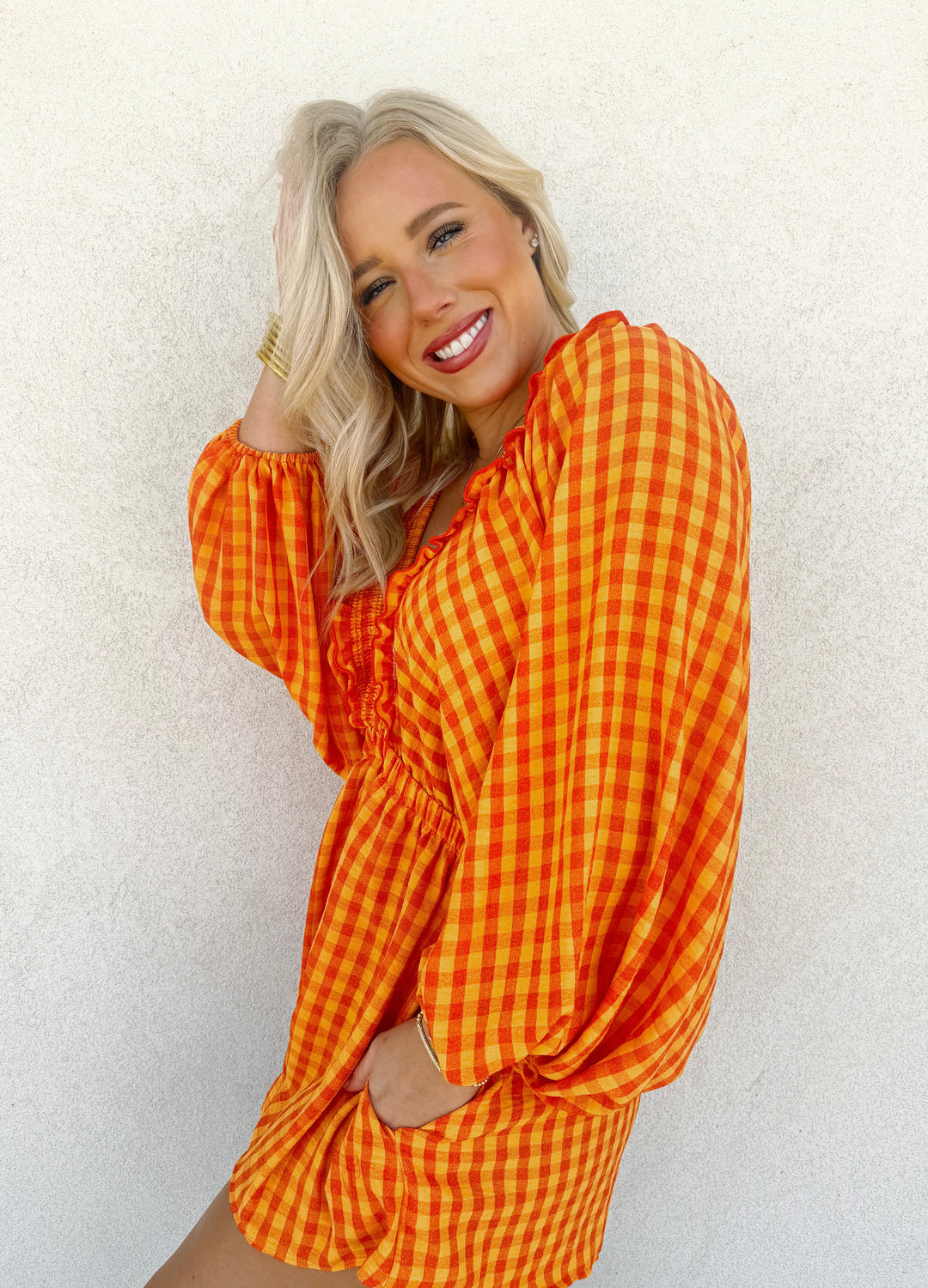 Sunset Checker Print Romper