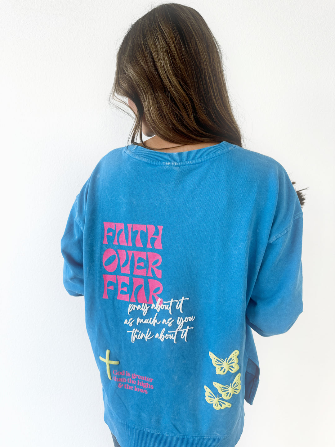 Jadelynn Brooke Faith Over Fear Mineral Wash Sweatshirt