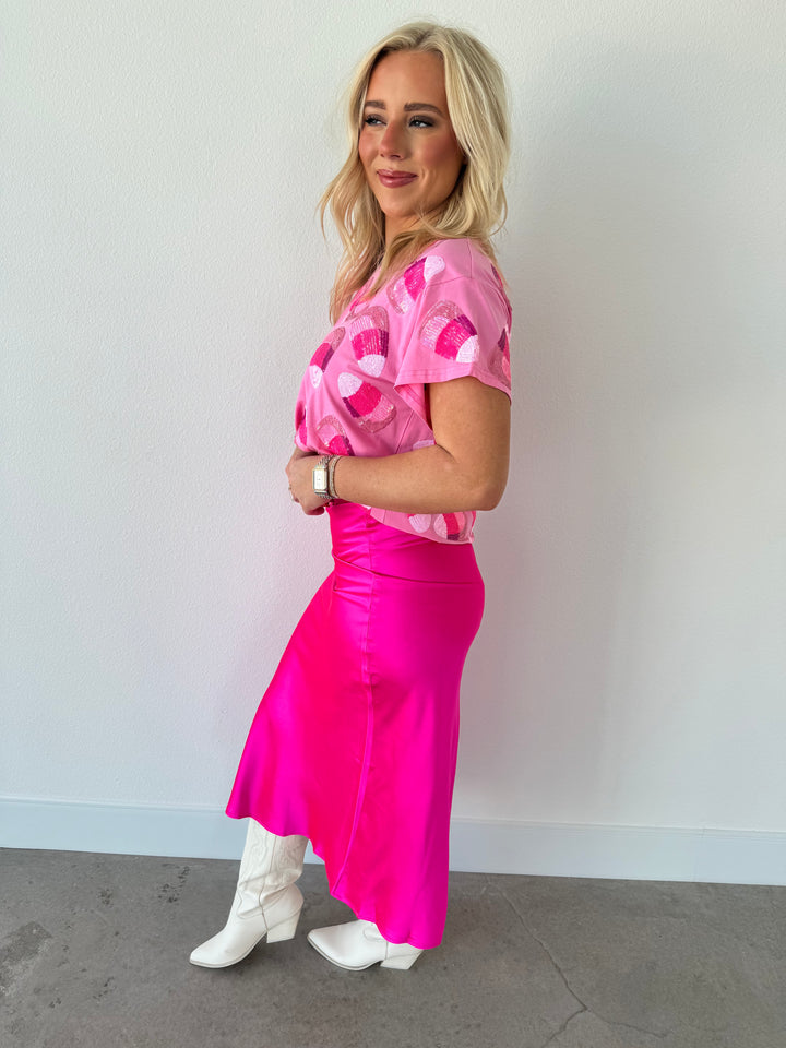 Hot Pink Satin Skirt