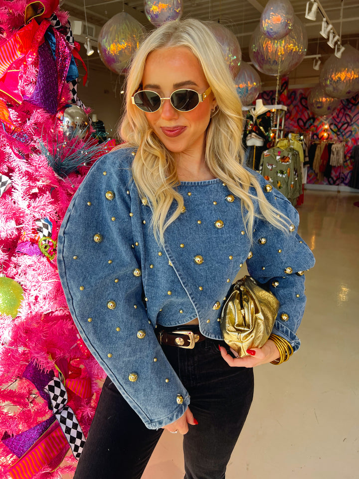 Sassiest Denim Gold Bubble Top