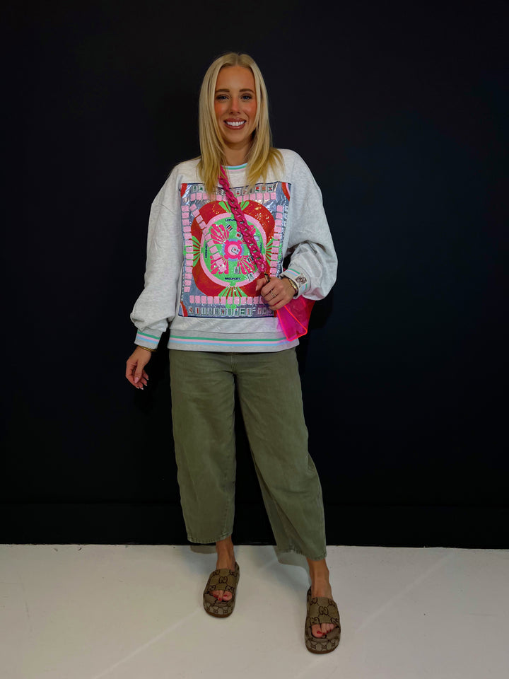 QOS Grey Multi Mahjong Table Sweatshirt