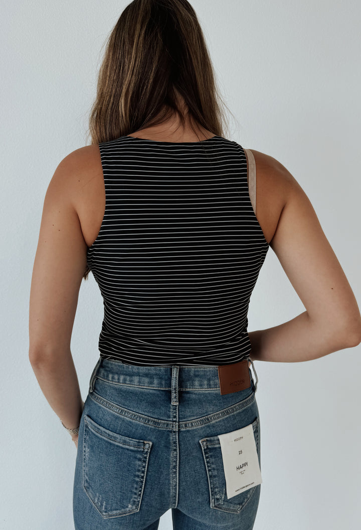 Black/White Striped Bodysuit