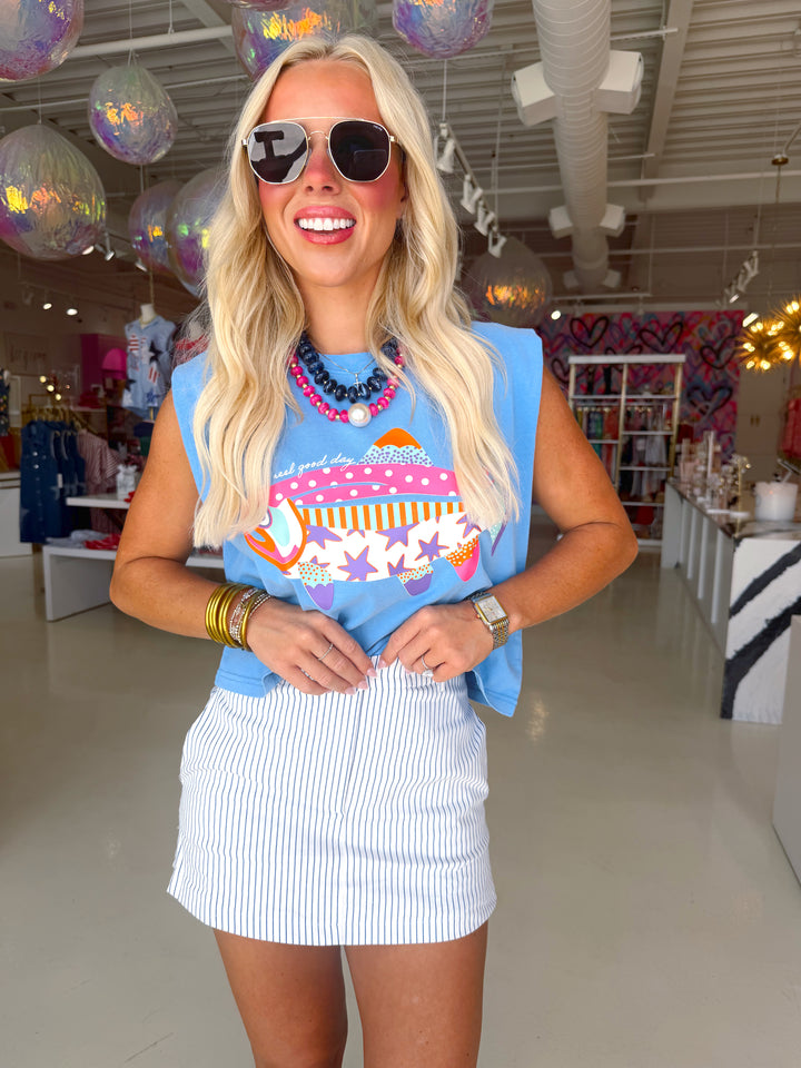 White Striped Skort